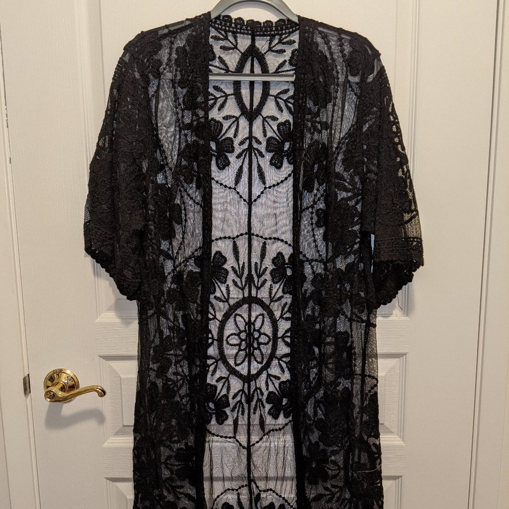 Black Kimono Style Cardigan